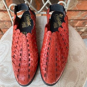 RIEKER Red Leather Sling Back Sandals in excellent condition size 9